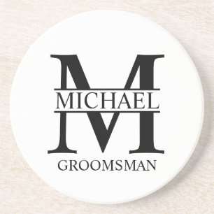 Personlig Groomsmans Namn och Monogram Underlägg