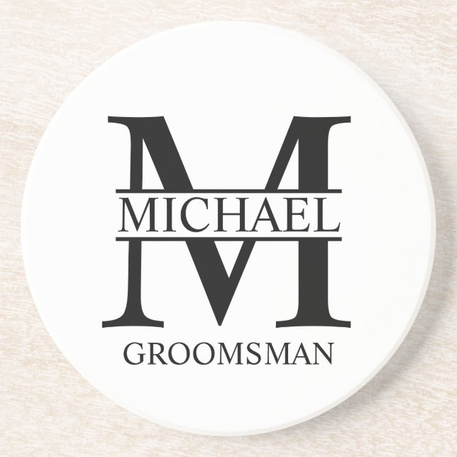 Personlig Groomsmans Namn och Monogram Underlägg (Framsidan)
