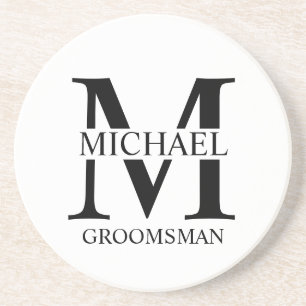 Personlig Groomsmans Namn och Monogram Underlägg