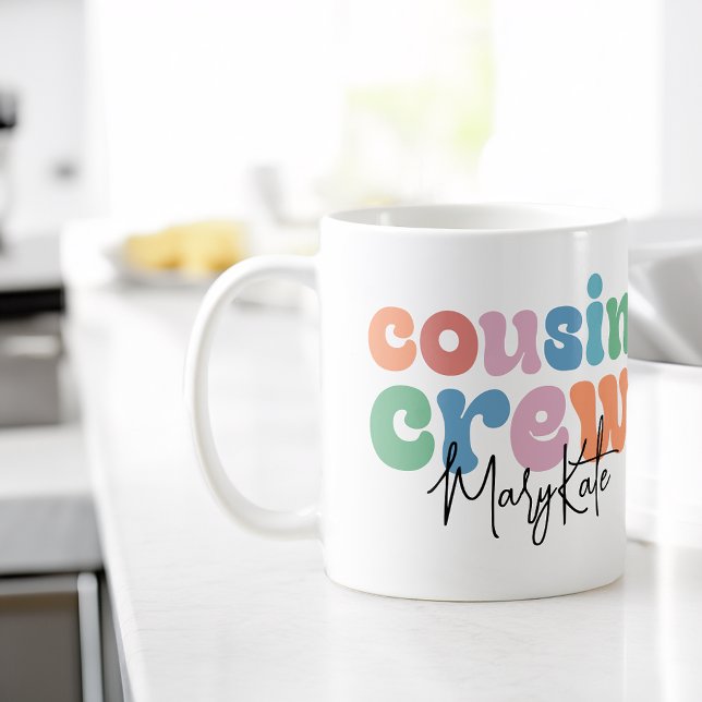 Personlig Groovy Kuskrets Kaffemugg (Groovy Cousin Crew Personalized Coffee Mug)