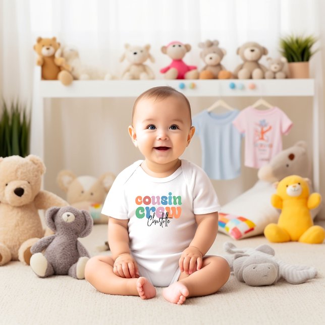 Personlig Groovy Kuskrets T Shirt (Groovy Cousin Crew Personalized Baby Bodysuit)