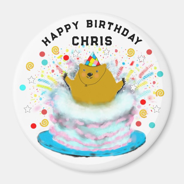 Personlig Groundhog Day Birthday Gift Magnet (Framsidan)