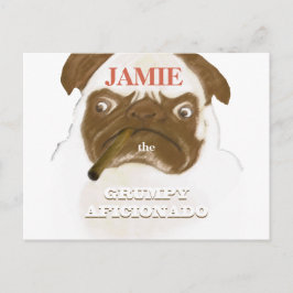 Personlig Grumpy AFICIONADO Puggy Cigar Vykort
