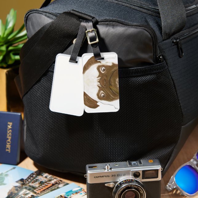 Personlig Grumpy Puggy med Cigar Bagagebricka (Fram & Baksida)