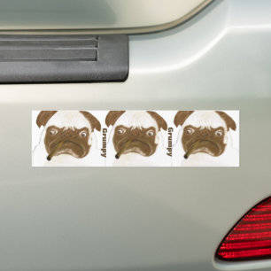 Personlig Grumpy Puggy med Cigar Bildekal