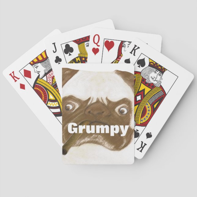 Personlig Grumpy Puggy med Cigar Spel Kort (Baksidan)