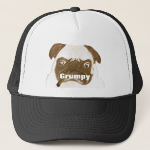 Personlig Grumpy Puggy med Cigar Truckerkeps