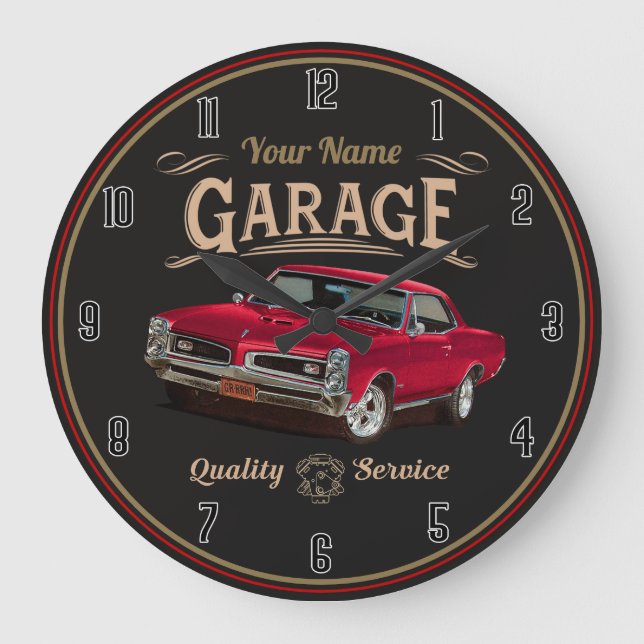 Personlig GTO Classic Car Garage Large Clock Stor Klocka (Framsida)