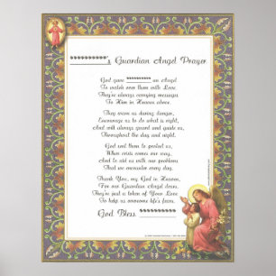 Personlig Guardian Angel Baptism Birth Prayer Poster