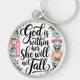 Personlig Gud är i hennes kristna kvinnor Rund Silverfärgad Nyckelring