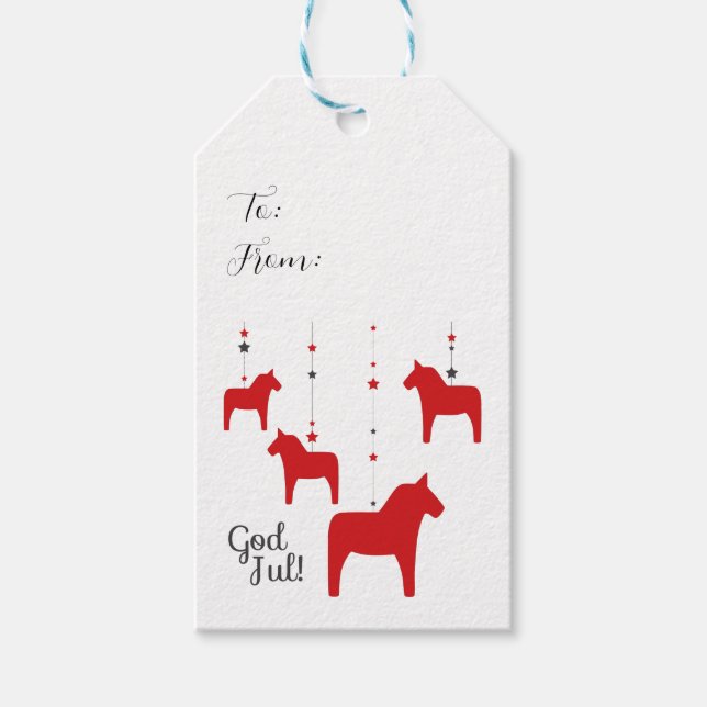 Personlig Gud jul! Dala Horse Presentetikett (Framsidan)