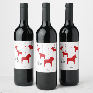Personlig Gud jul! Dala Horse Vin-etikett Vinflaska Etikett
