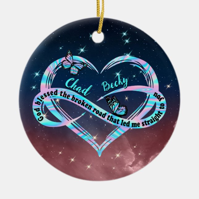 Personlig Gud välsigne den brutna vägen som ledde Julgransprydnad Keramik (Framsidan)