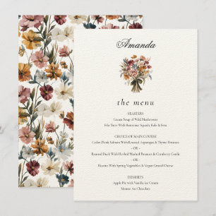Personlig Guest Namn Fall Flowers Bröllop Meny