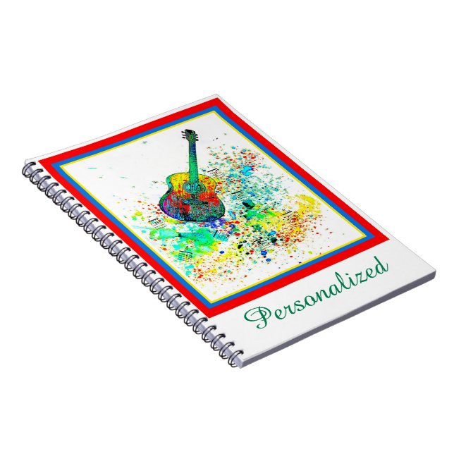 Personlig Guitar and chords splatter Anteckningsbok (Högra Sidan)