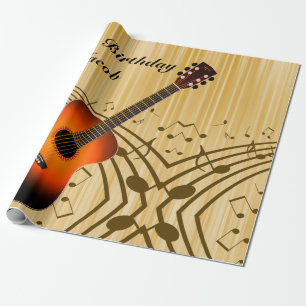 Personlig Guitar och Musik noter födelsedag Presentpapper