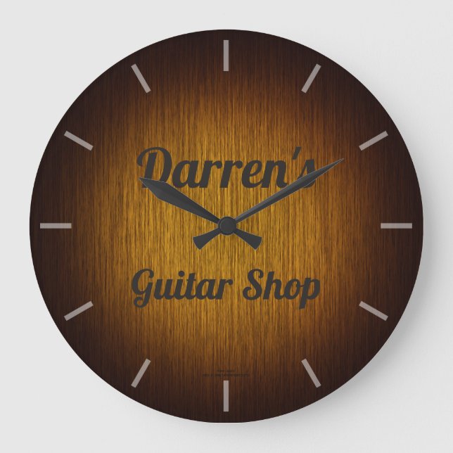 Personlig Guitar Shop Tobacco Sunburst Clock Stor Klocka (Framsida)