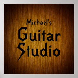 Personlig Guitar Studio Poster på Sunburst Wood