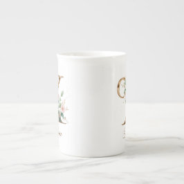 Personlig gul blomsterinitial X Benporslin Mugg