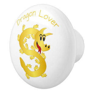 Personlig Gul Dragon Design Knopp