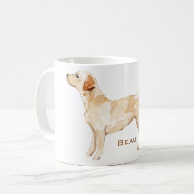 Personlig Gul lab Silhouette Kaffemugg (Framsida vänster)