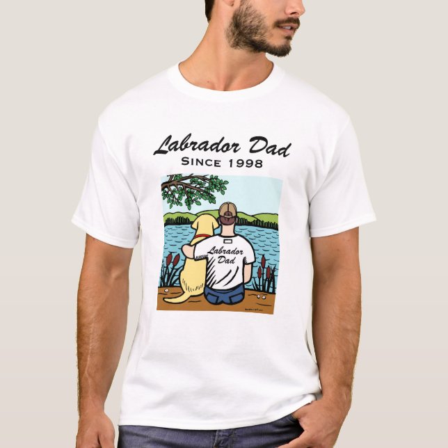 Personlig gul Labrador och pappaTshirt T Shirt (Framsida)