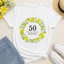 Personlig gul narciss femtioårsdag t shirt