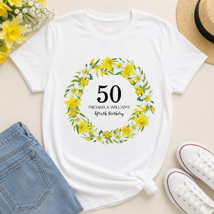 Personlig gul narciss femtioårsdag t shirt