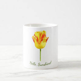 Personlig gul och röd tulpan kaffemugg