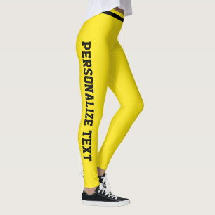 Personlig gul svartrandig söt Athleisure Leggings