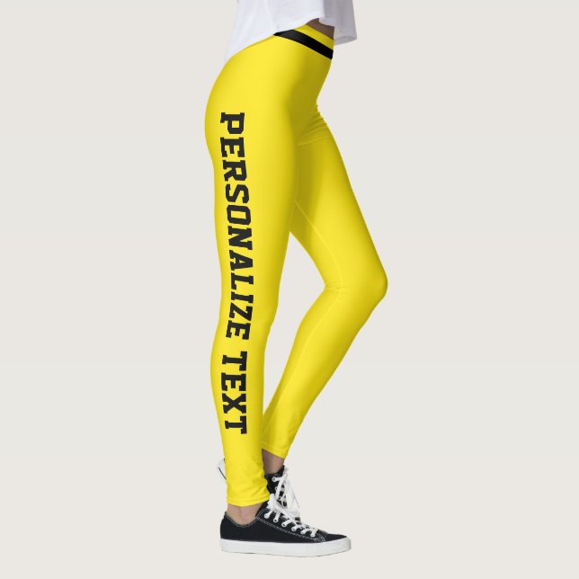 Personlig gul svartrandig söt Athleisure Leggings (Höger)