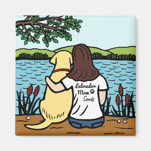 Personlig gula Labrador och mamma Long Magnet