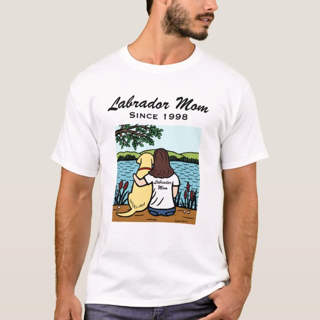Personlig gula Labrador och mamma Long T-shirt (Framsida)