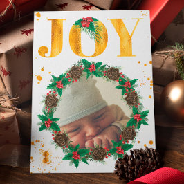 Personlig guld bebis första jul fotot meddelande
