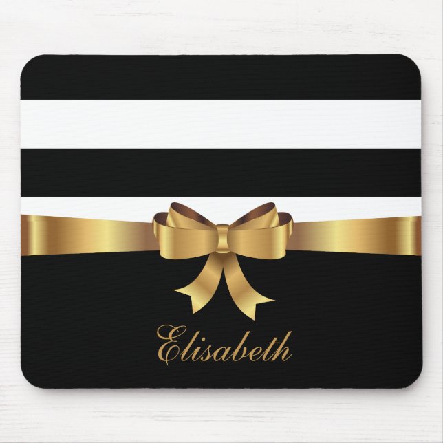 Personlig Guld, Black Bold Rand Golden BOW Musmatta (Framsidan)