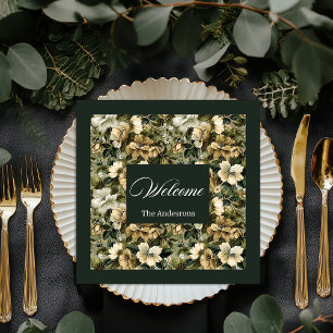 Personlig Guld Blommigt Napkins Shabby chic set Pappersservett