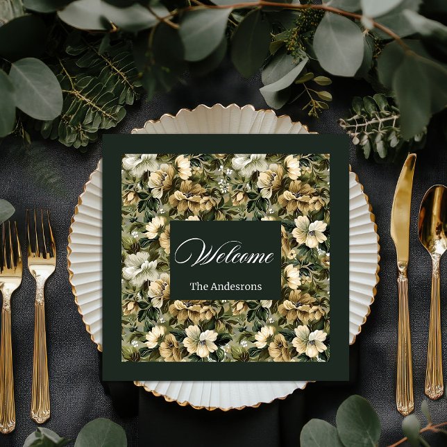 Personlig Guld Blommigt Napkins Shabby chic set Pappersservett (Personalized Gold Floral Napkins Shabby Chic Set)
