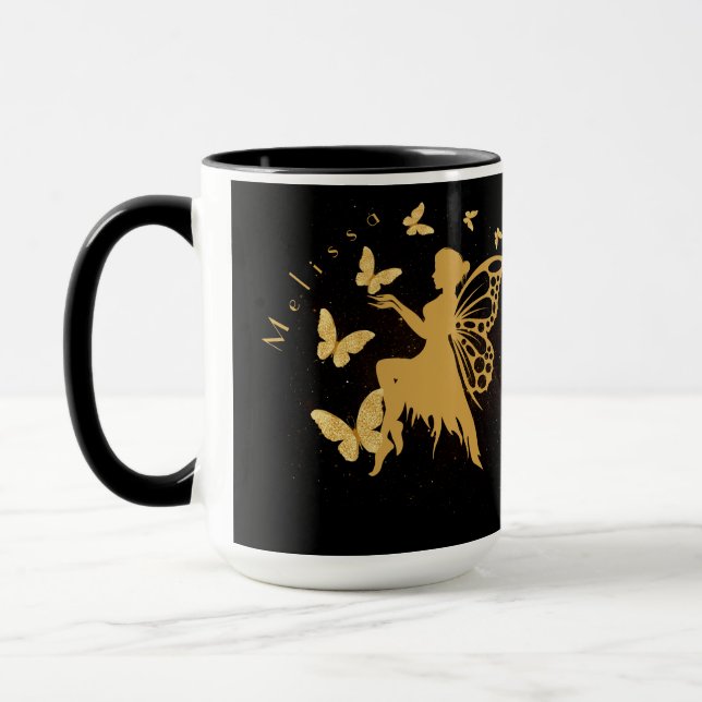 Personlig Guld Butterfly Fairy Mugg (Vänster)