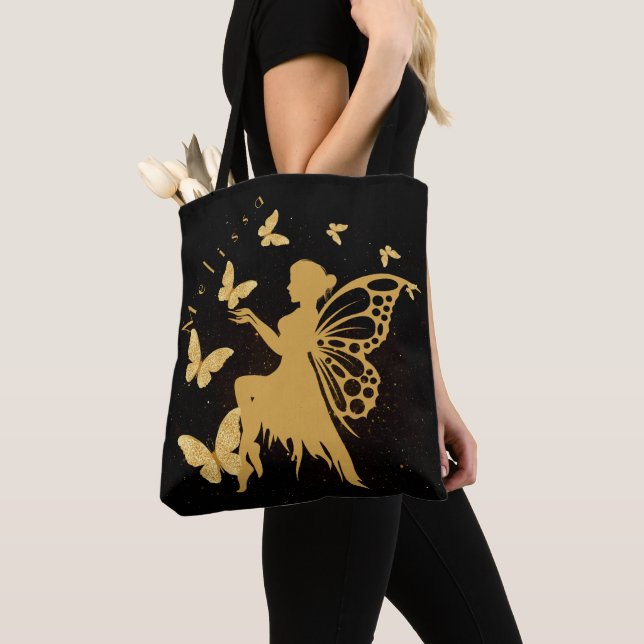 Personlig Guld Butterfly Fairy Tygkasse (Närbild)