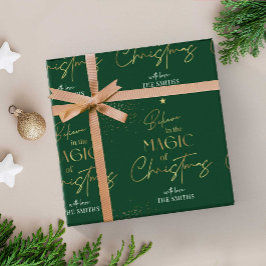 Personlig Guld Calligraphy Namn Grönt Presentpapper