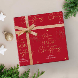 Personlig Guld Calligraphy Namn Red Presentpapper