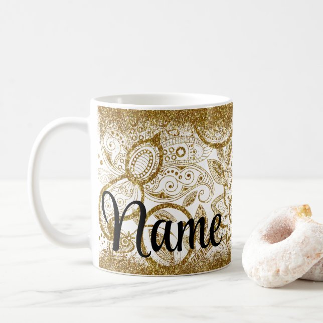 Personlig Guld designkaffe Mugg Kopp (Med munk)