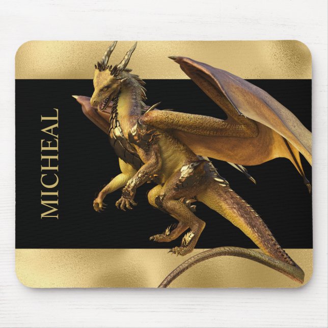 Personlig Guld Dragon Fantasy Musmatta (Framsidan)