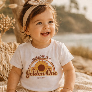 Personlig guld ett födelsedagskläd flicka retro t shirt