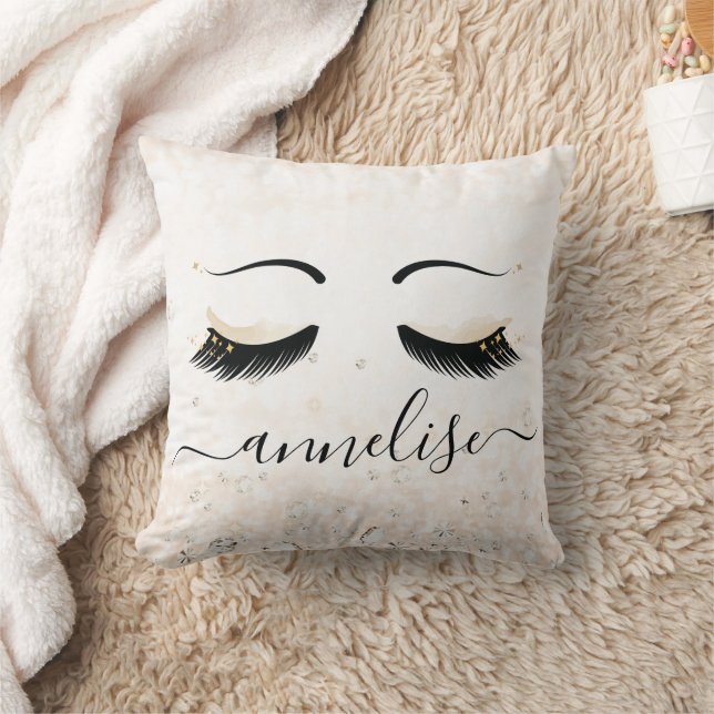 Personlig Guld Eyelash med diamanter Kudde (Filt)