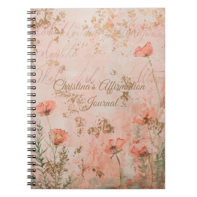 Personlig Guld Färg Affirmation Journal Anteckningsbok (Framsidan)
