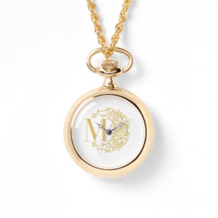 Personlig guld fickur med initialen M Armbandsur