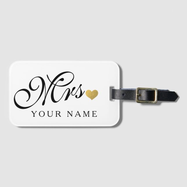 Personlig Guld Fru fru Bride Newly Weds Bagagebricka (Framsida horisontal)