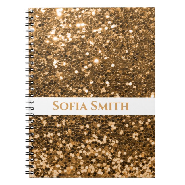Personlig Guld Glitter Anteckningsbok (Framsidan)
