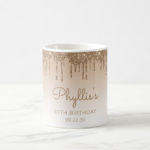 Personlig Guld Glitter Dripp 80:e födelsedag Kaffemugg